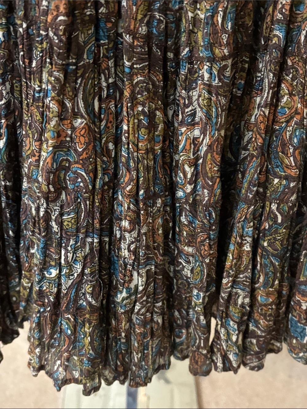 Boho Paisley Maxi Skirt in Brown and Teal - Picture 4 of 6